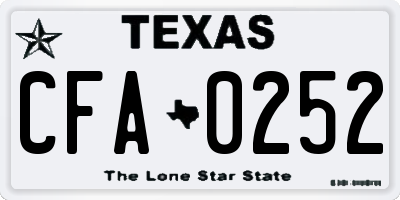 TX license plate CFA0252