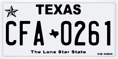 TX license plate CFA0261