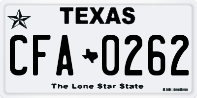 TX license plate CFA0262