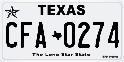 TX license plate CFA0274