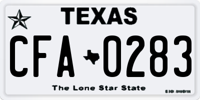 TX license plate CFA0283