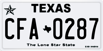 TX license plate CFA0287