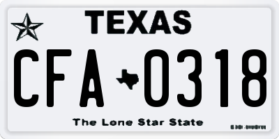 TX license plate CFA0318