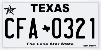 TX license plate CFA0321