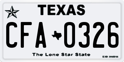 TX license plate CFA0326