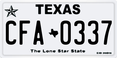 TX license plate CFA0337