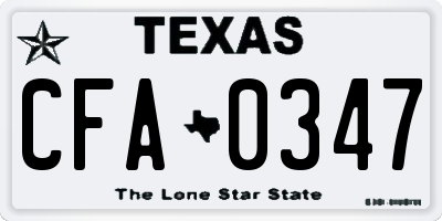 TX license plate CFA0347
