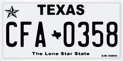 TX license plate CFA0358