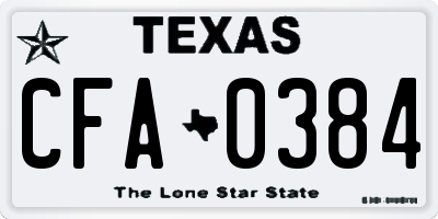 TX license plate CFA0384
