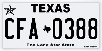 TX license plate CFA0388