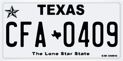 TX license plate CFA0409