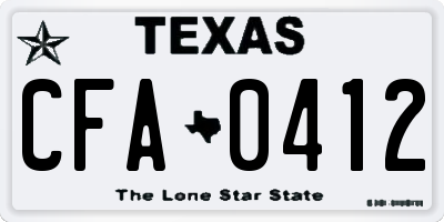 TX license plate CFA0412
