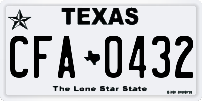 TX license plate CFA0432