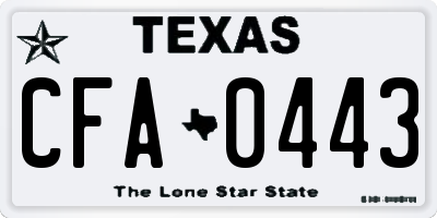 TX license plate CFA0443