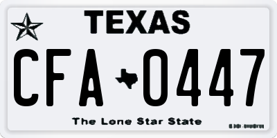 TX license plate CFA0447