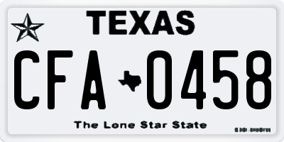 TX license plate CFA0458