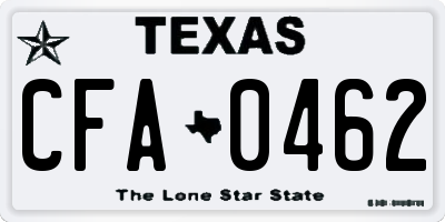 TX license plate CFA0462