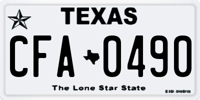 TX license plate CFA0490