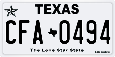 TX license plate CFA0494