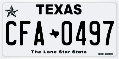 TX license plate CFA0497