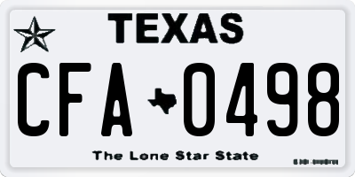 TX license plate CFA0498