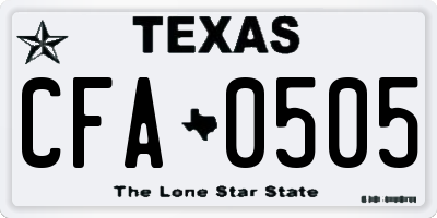 TX license plate CFA0505