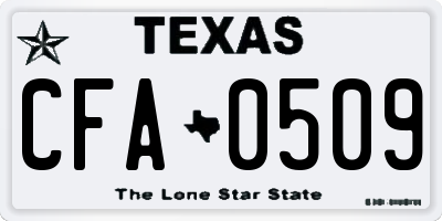 TX license plate CFA0509