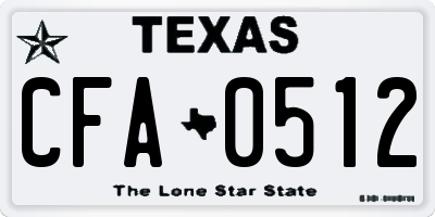 TX license plate CFA0512
