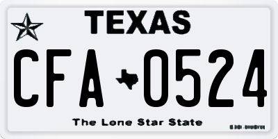 TX license plate CFA0524