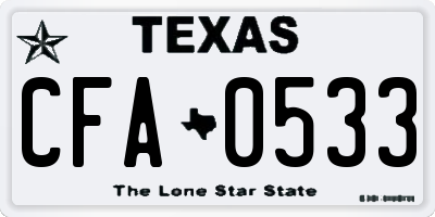 TX license plate CFA0533
