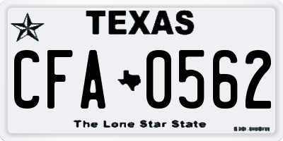 TX license plate CFA0562