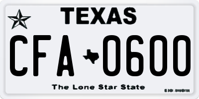 TX license plate CFA0600