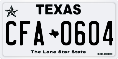 TX license plate CFA0604