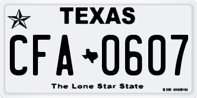 TX license plate CFA0607