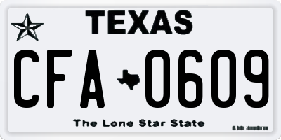 TX license plate CFA0609