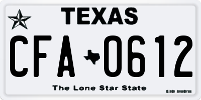 TX license plate CFA0612