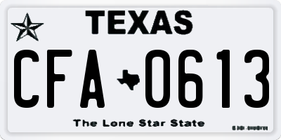 TX license plate CFA0613