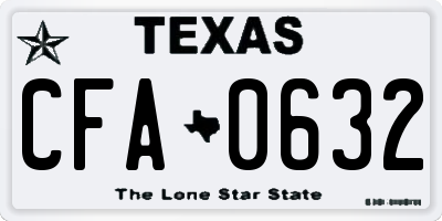 TX license plate CFA0632