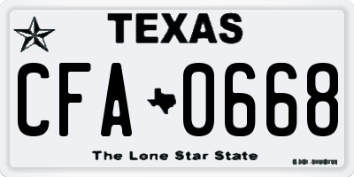 TX license plate CFA0668