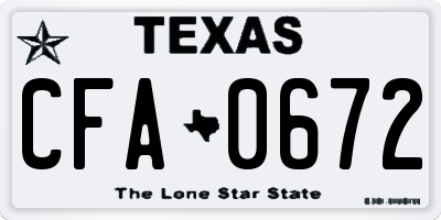 TX license plate CFA0672