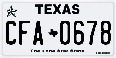 TX license plate CFA0678