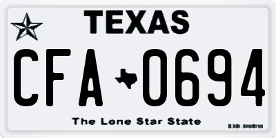 TX license plate CFA0694
