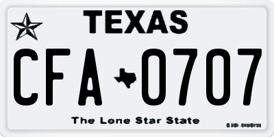 TX license plate CFA0707