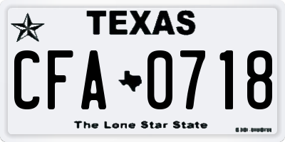 TX license plate CFA0718