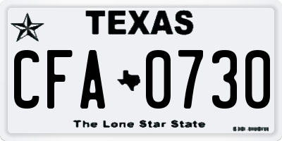 TX license plate CFA0730