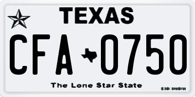 TX license plate CFA0750