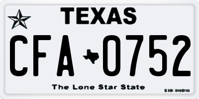 TX license plate CFA0752