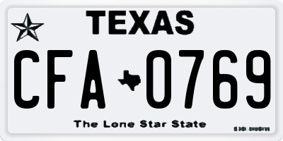 TX license plate CFA0769