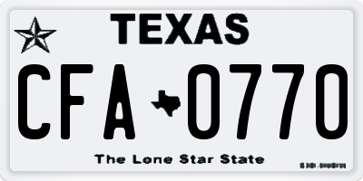 TX license plate CFA0770