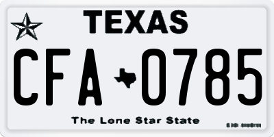 TX license plate CFA0785